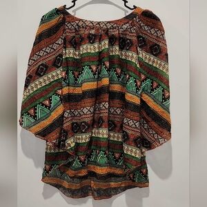 Mandee Vibrant Tribal Print Women's Blouse